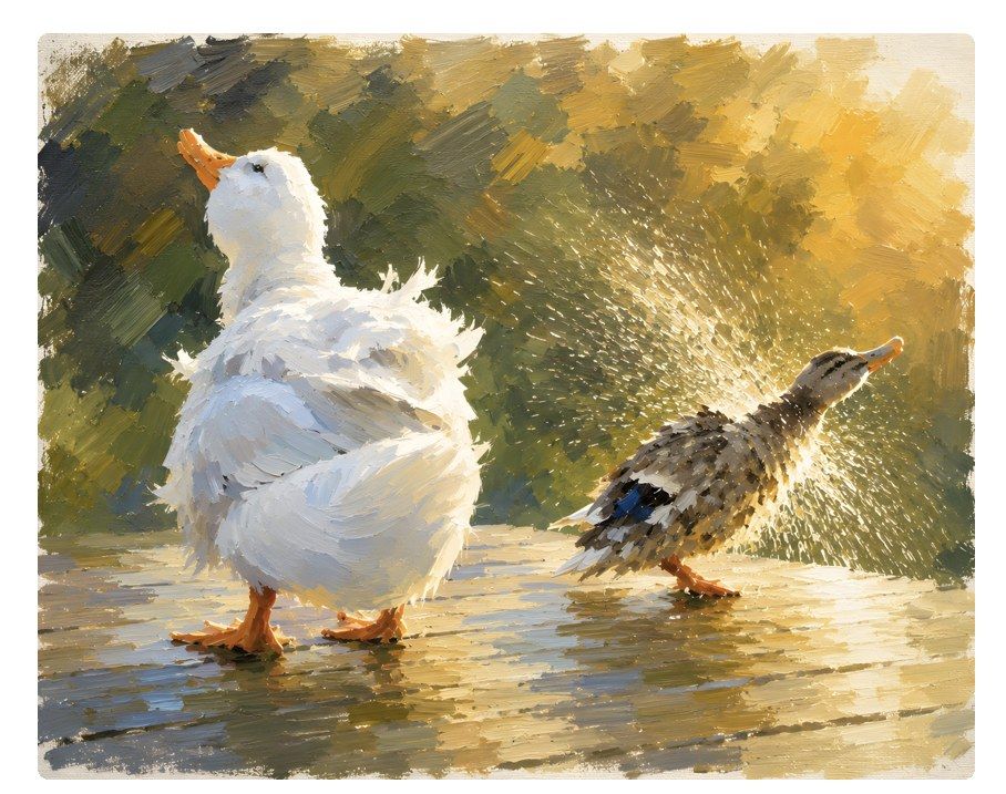 Howard and Charlie, painted on the dock at Mallards' Rest